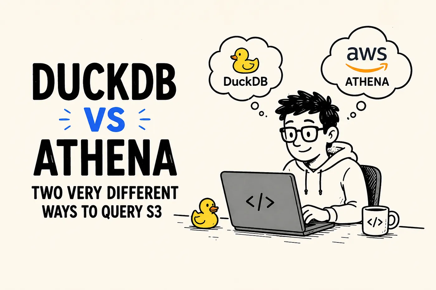 DuckDB vs Athena comparison illustration